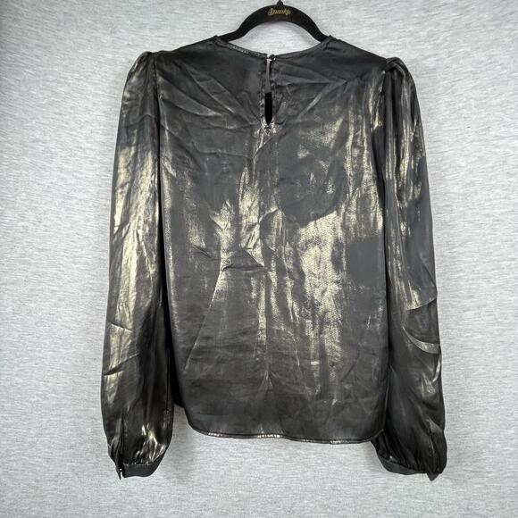 Wayf Josaline Metallic Long Sleeve Blouse Size Medium M Shimmering - Picture 3 of 16